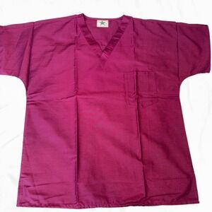 Black Star 610 Unisex Burgundy V-Neck Scrub Top Medical Uniform Size M New